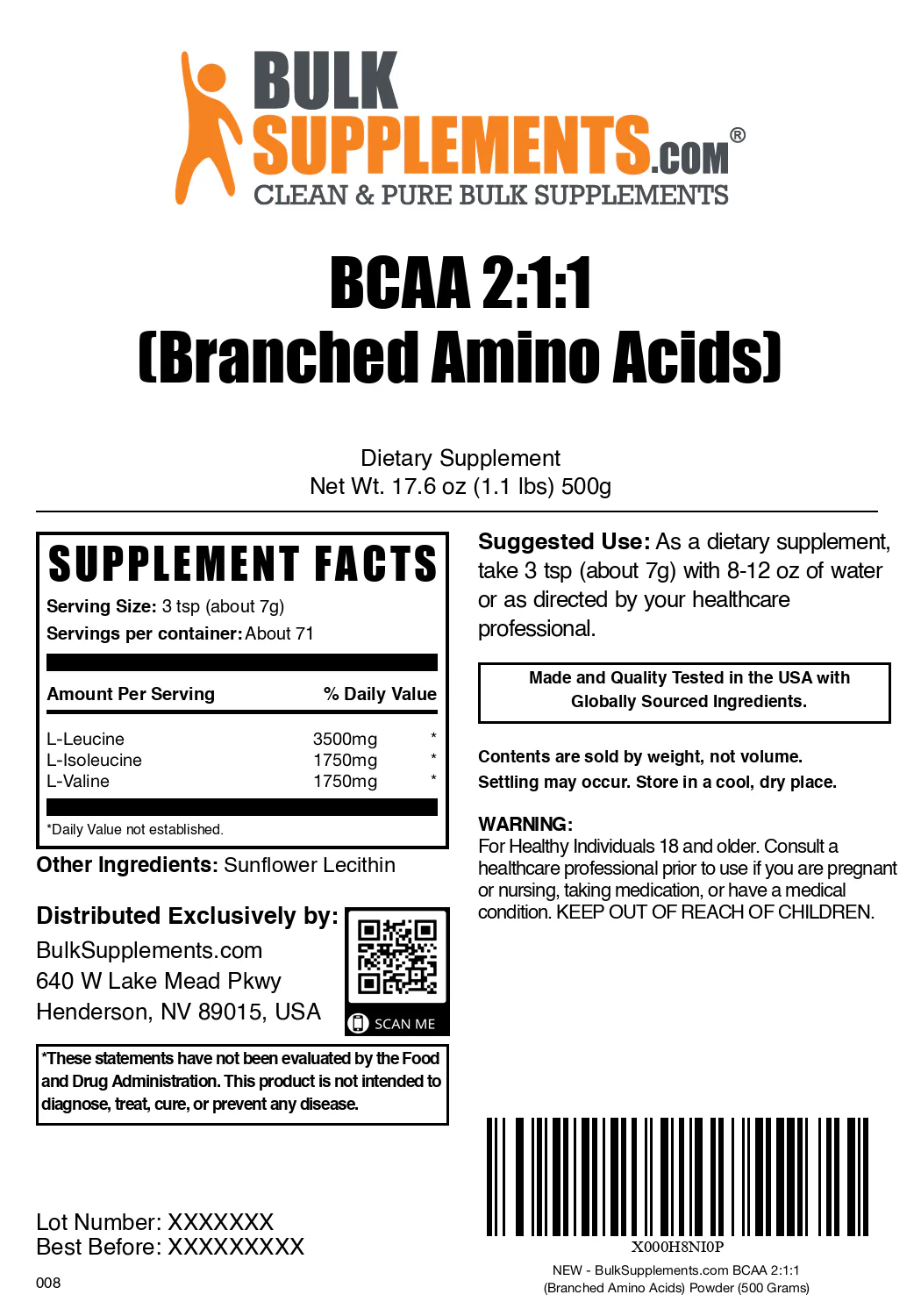 BCAA 2:1:1 (Branched Chain Amino Acids) Powder - Image 6