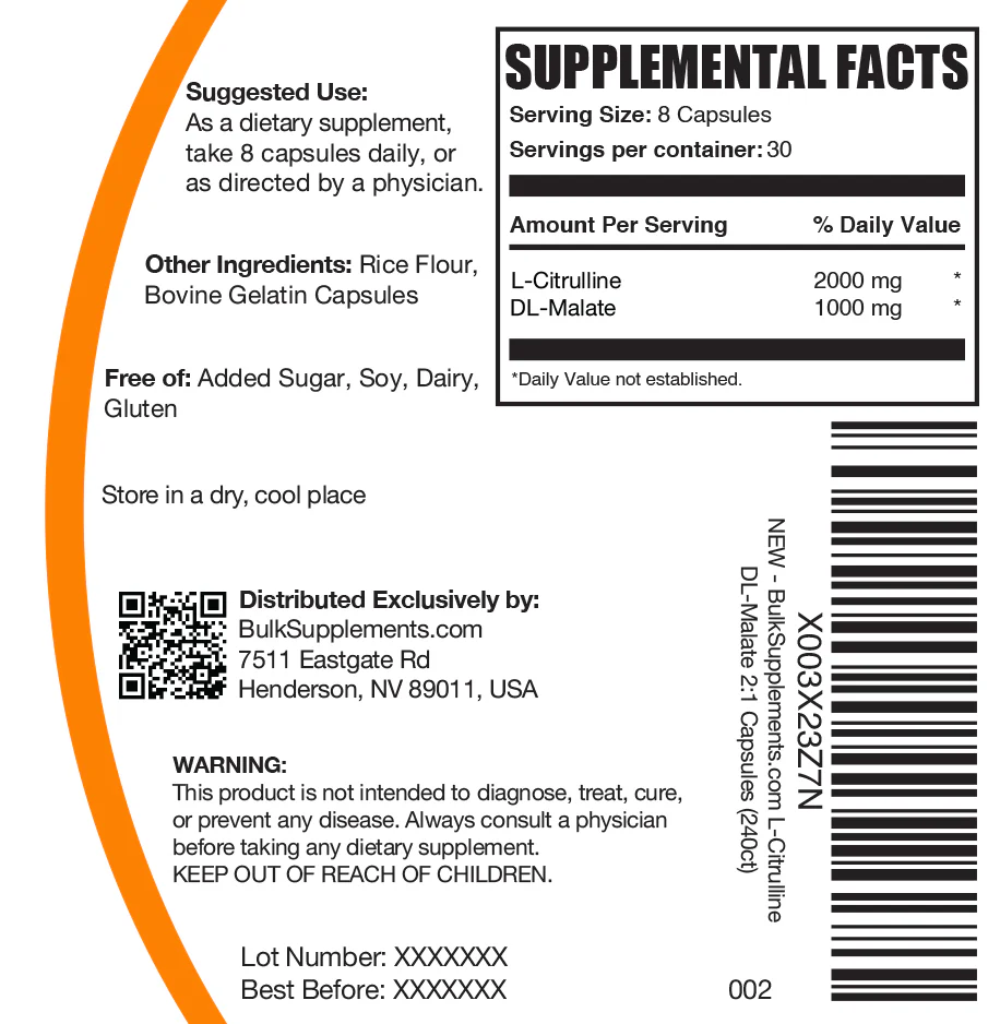 L-Citrulline DL-Malate 2:1 Capsules - Image 7