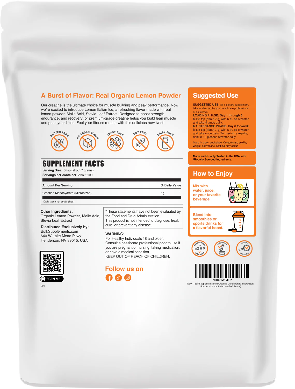 Creatine Monohydrate Powder - Lemon Italian Ice - Image 6