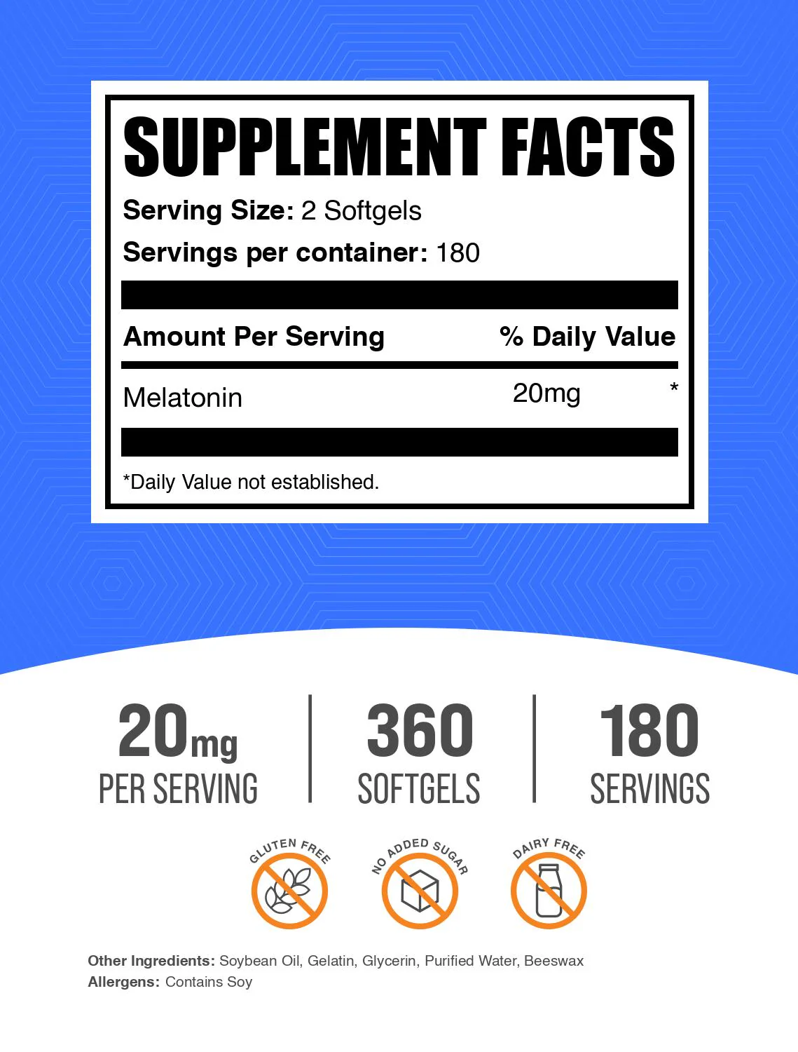 Melatonin Softgels - 20 mg Serving - Image 2