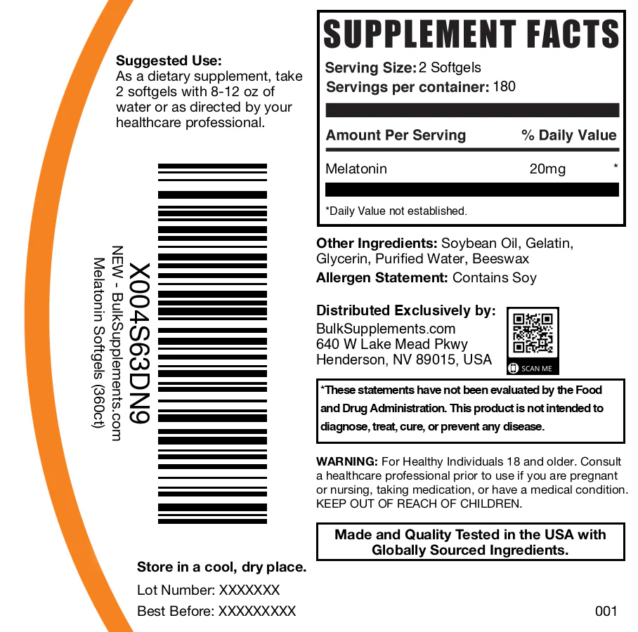 Melatonin Softgels - 20 mg Serving - Image 7