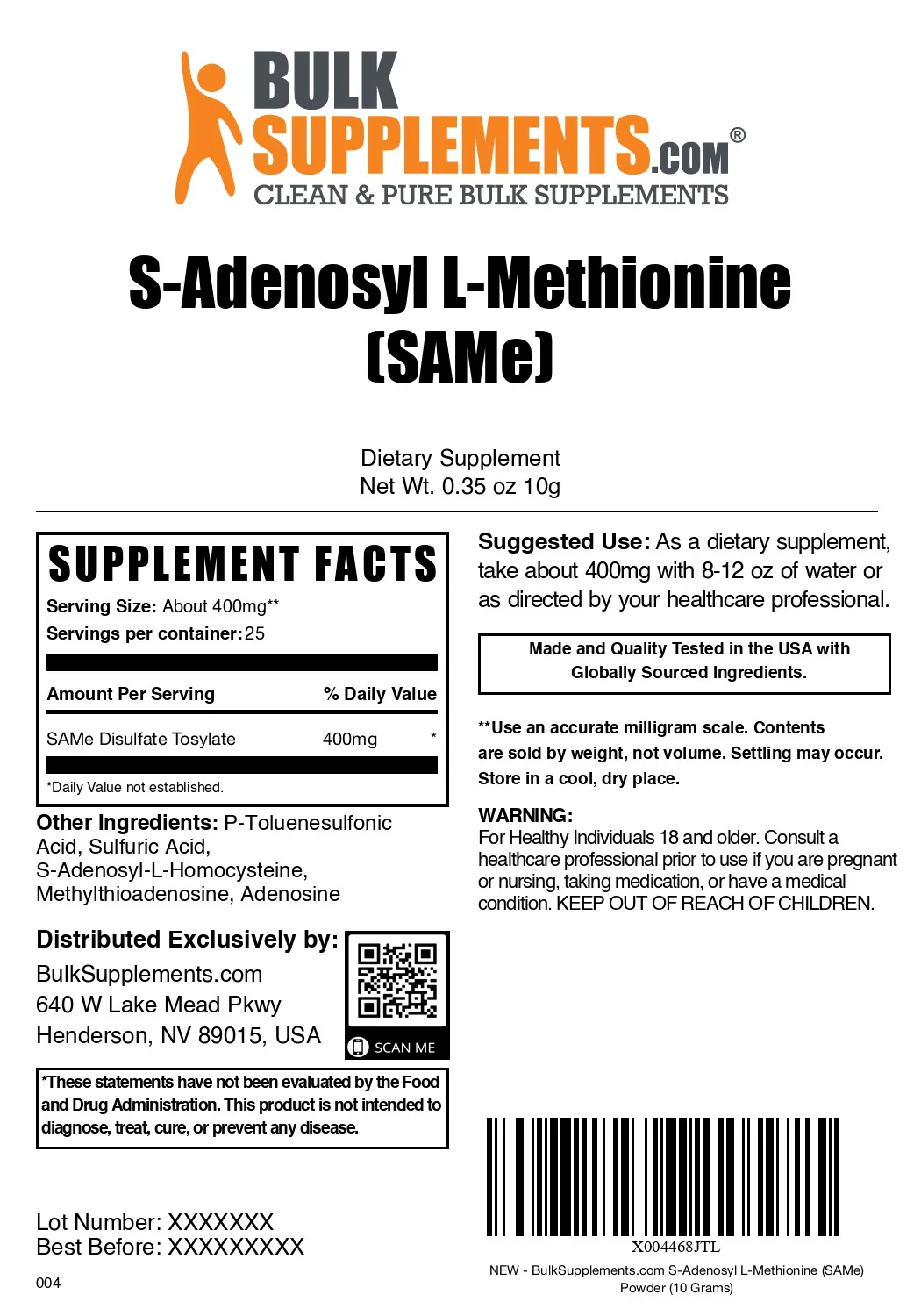 SAMe (S-Adenosyl-L-Methionine Disulfate Tosylate) Powder - Image 7