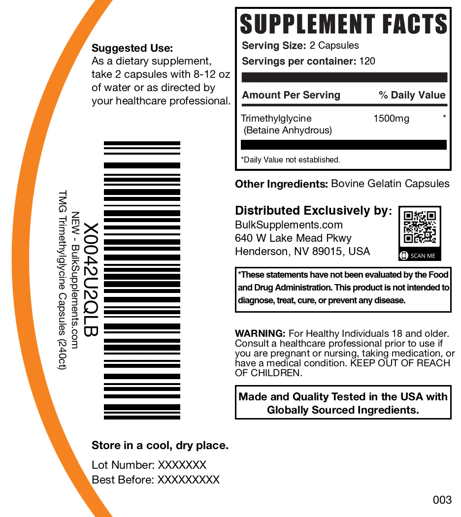 Betaine Anhydrous (TMG) Capsules - Image 6