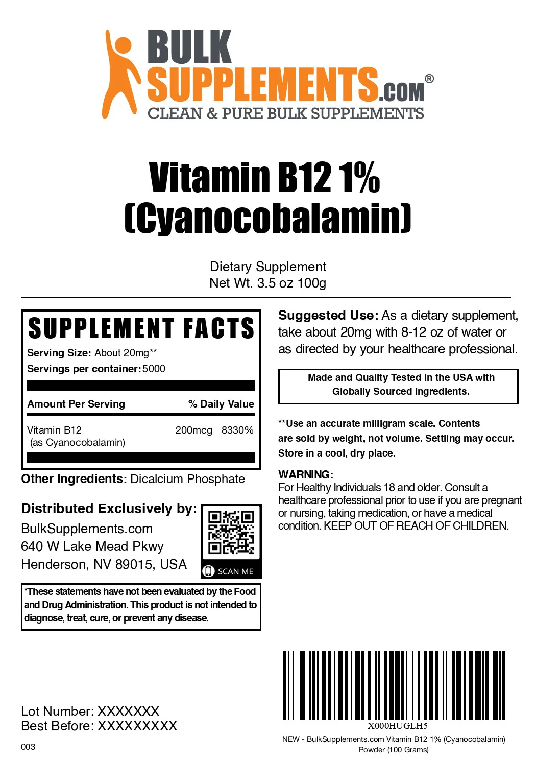 Vitamin B12 1% (Cyanocobalamin) Powder - Image 6