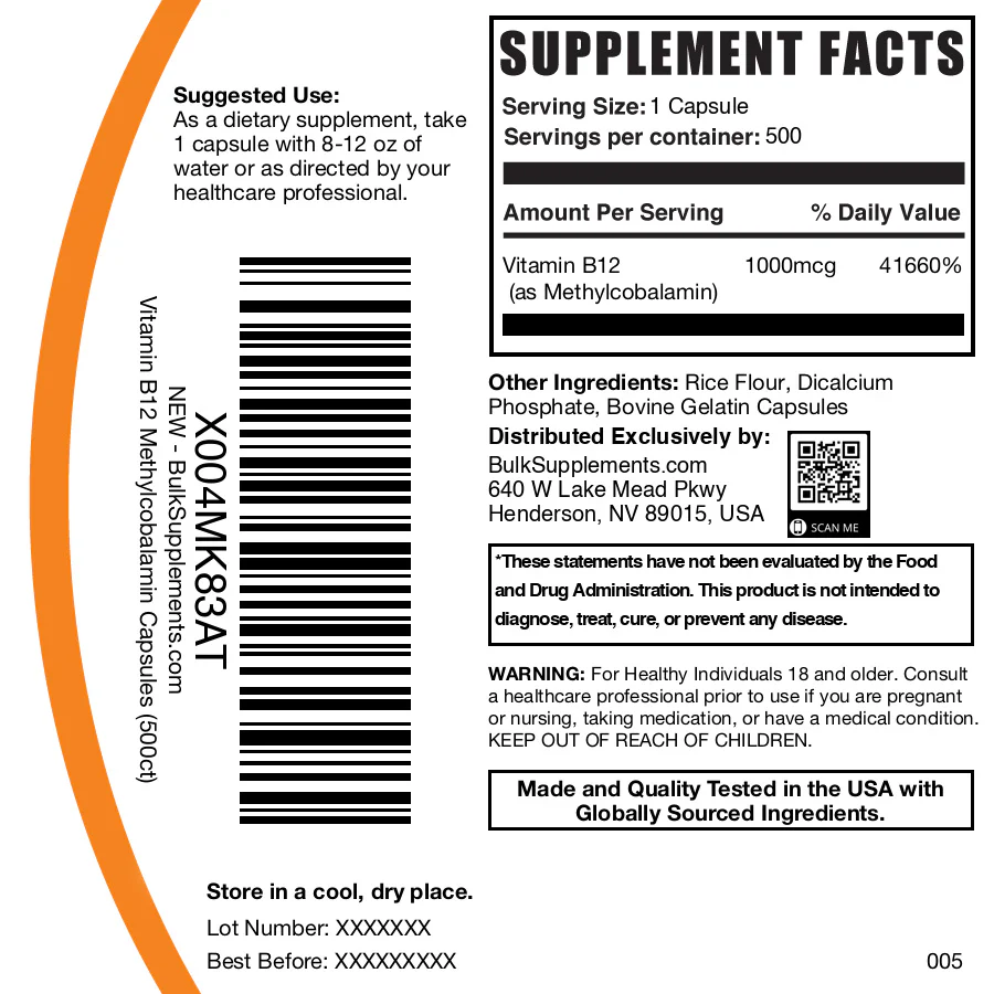 Vitamin B12 (1% Methylcobalamin) Capsules - Image 8