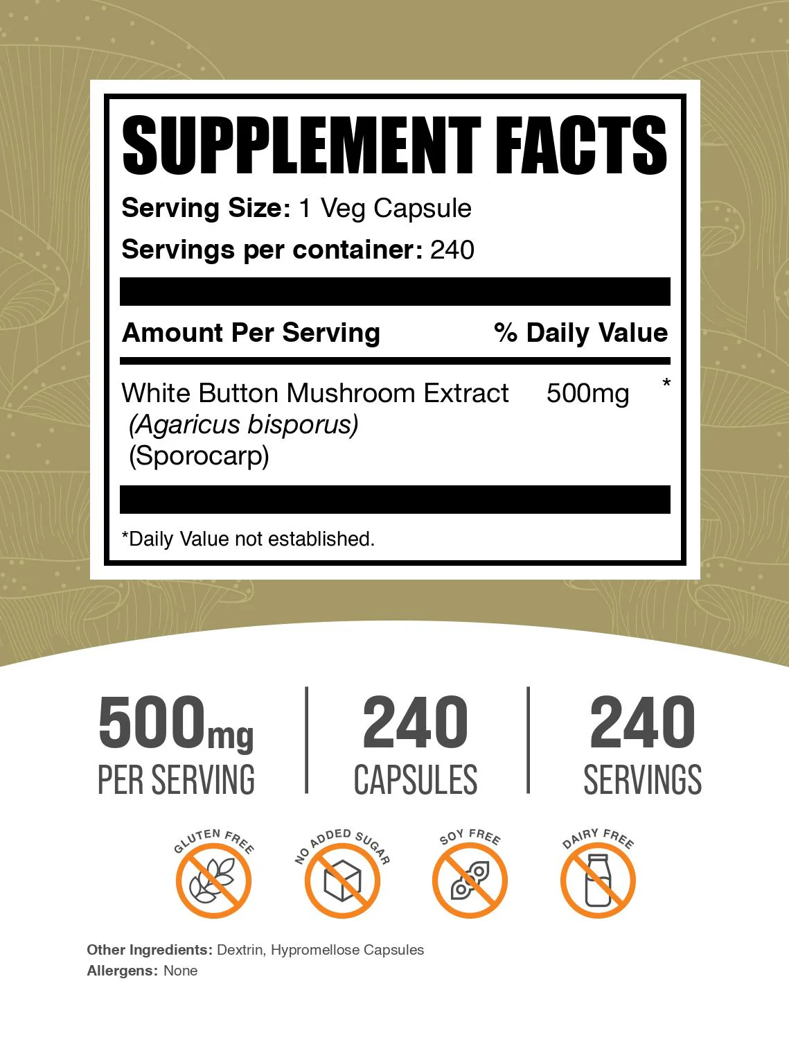 White Button Mushroom Extract Capsules - Image 2